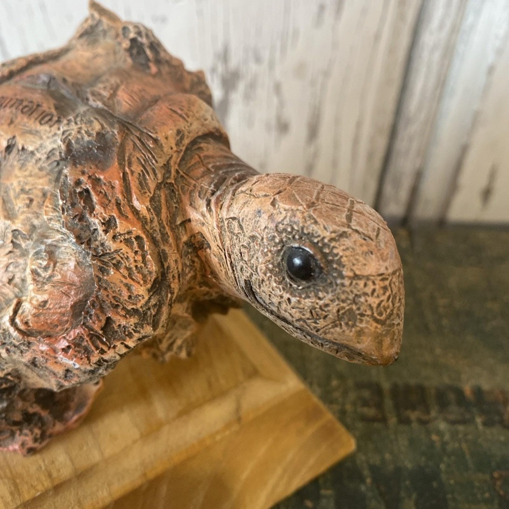 Vtg Marka Gallery Maiku Collection Tortoise Sculpture Turtle Figurine Wood Base‎ - Picture 6 of 9